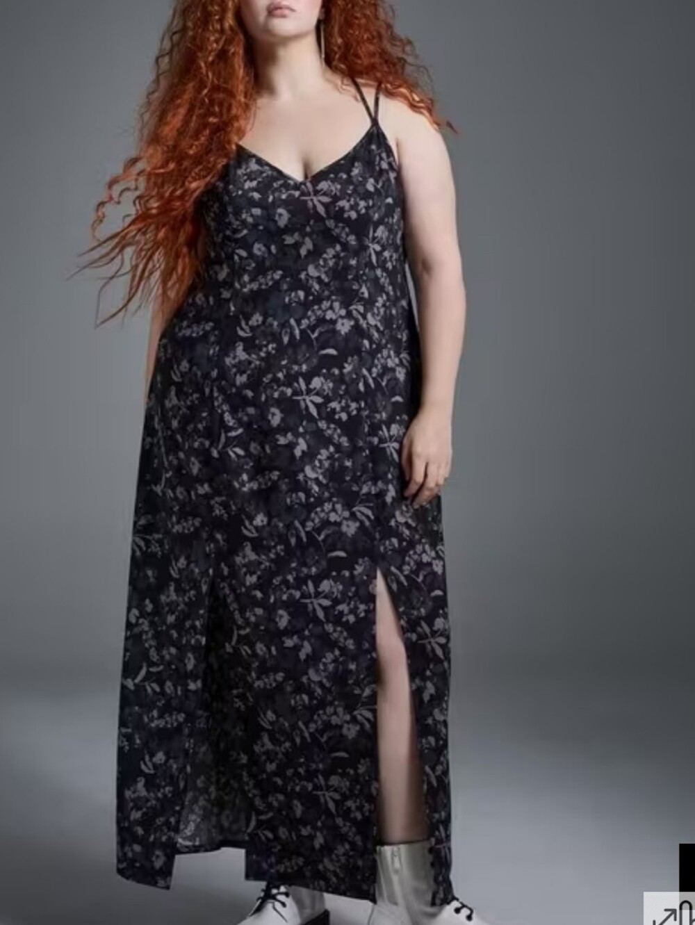 Nightfall Lace Back Slit Maxi Dress